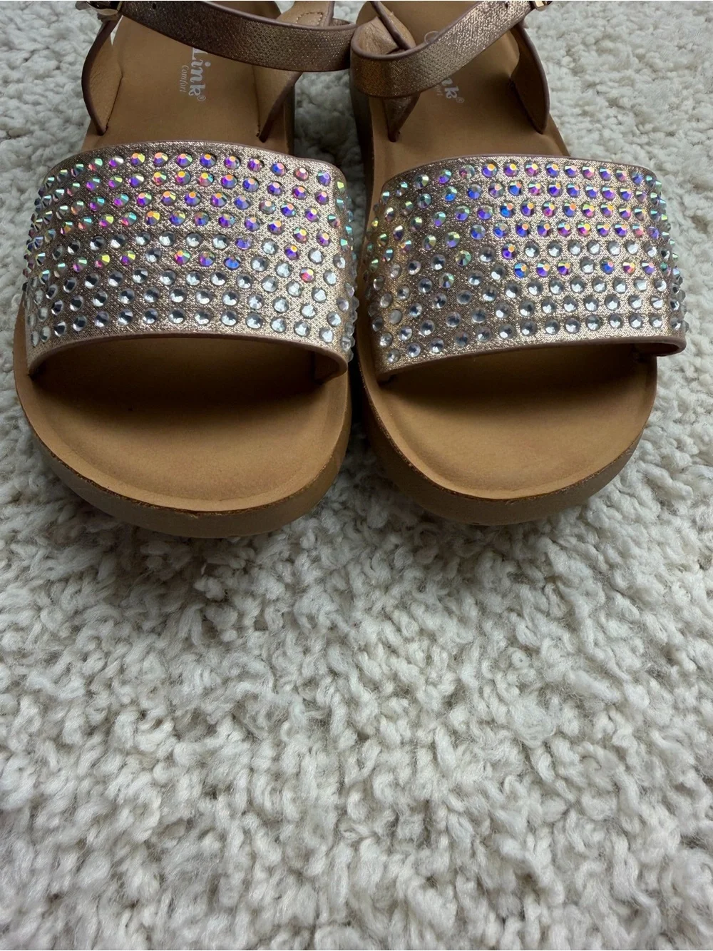 Crystal Embellished Girls' Sandals Sz 3